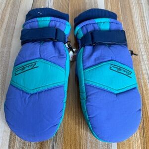 🆕 Eddie Bauer Vintage 80’s Snowline Thermolite Purple/Teal Mittens Skiing Size M